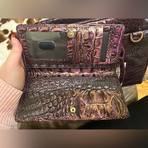 Brahmin Shimmering Purple Crocodile Satchel - Picture 8 of 11